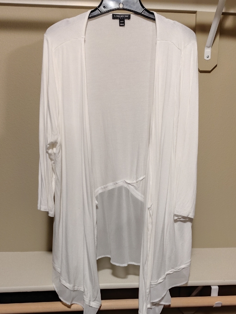 Lane Bryant White Open-Front Draped Cardigan